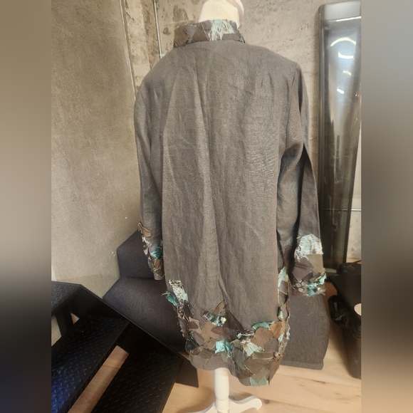 🐕Marylou Ozbolt-Storer Folk Artist Linen Boho Jacket M EUC HOST PICK ♥️ - Picture 4 of 9